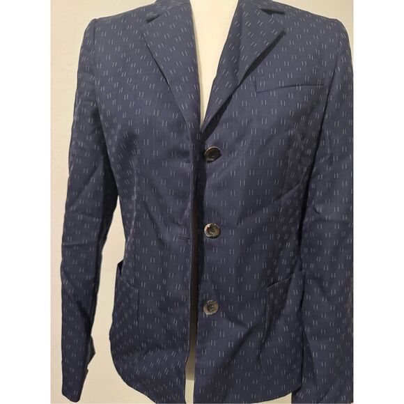 Louis Feraud blue navy wool & cashmere blend button front blazer 6 - Picture 7 of 7